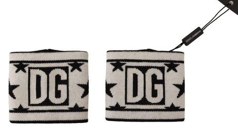 White and black wool wristband with Dolce & Gabbana logo, stylish accessory featuring the DGMILLENNIALS branding.