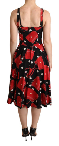 Black and red bag print A-line mid-length dress by Dolce & Gabbana, featuring a stylish design and elegant fit.