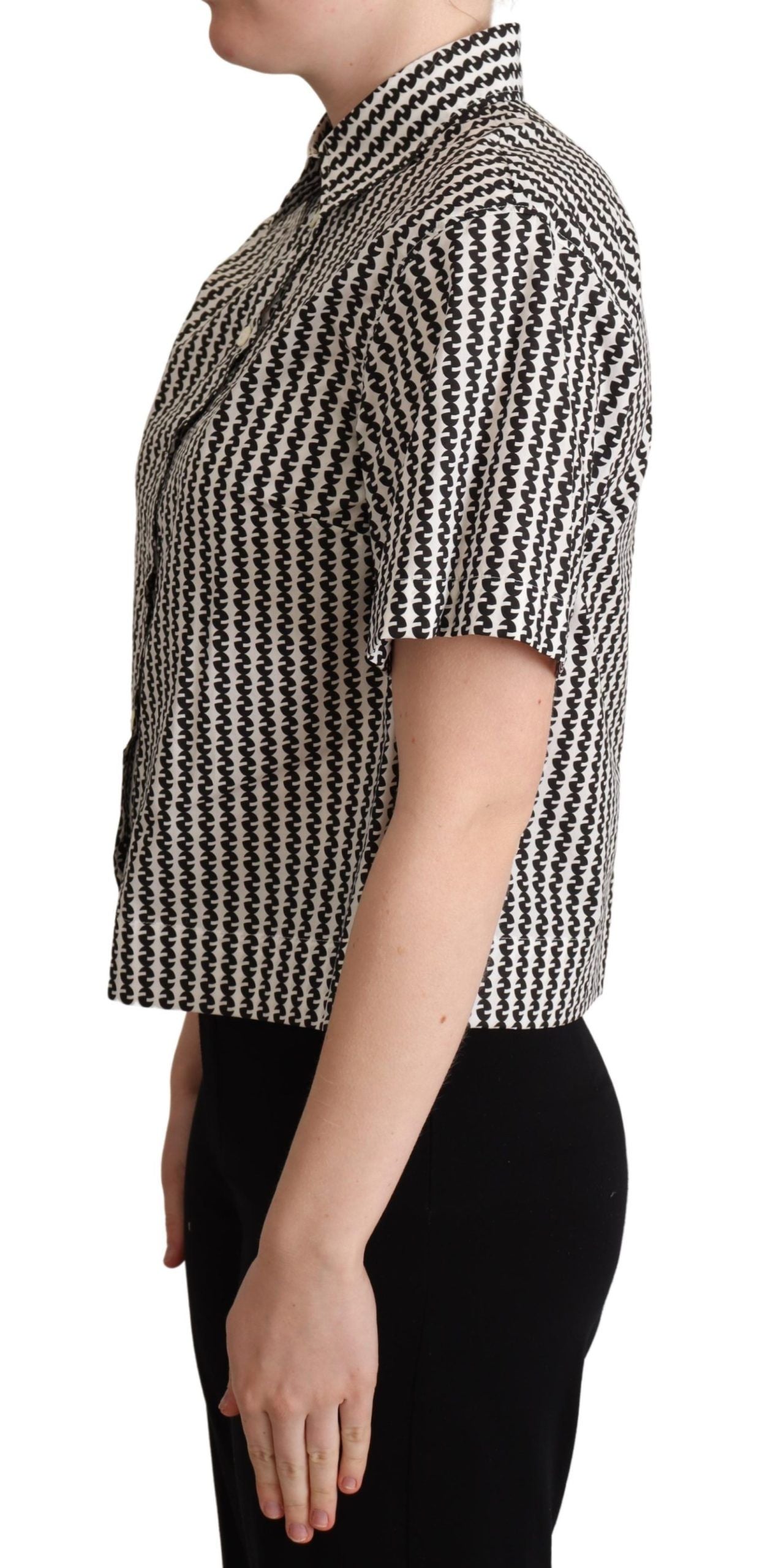 White and black fantasy pattern shirt by Dolce & Gabbana featuring intricate designs and a tailored fit.