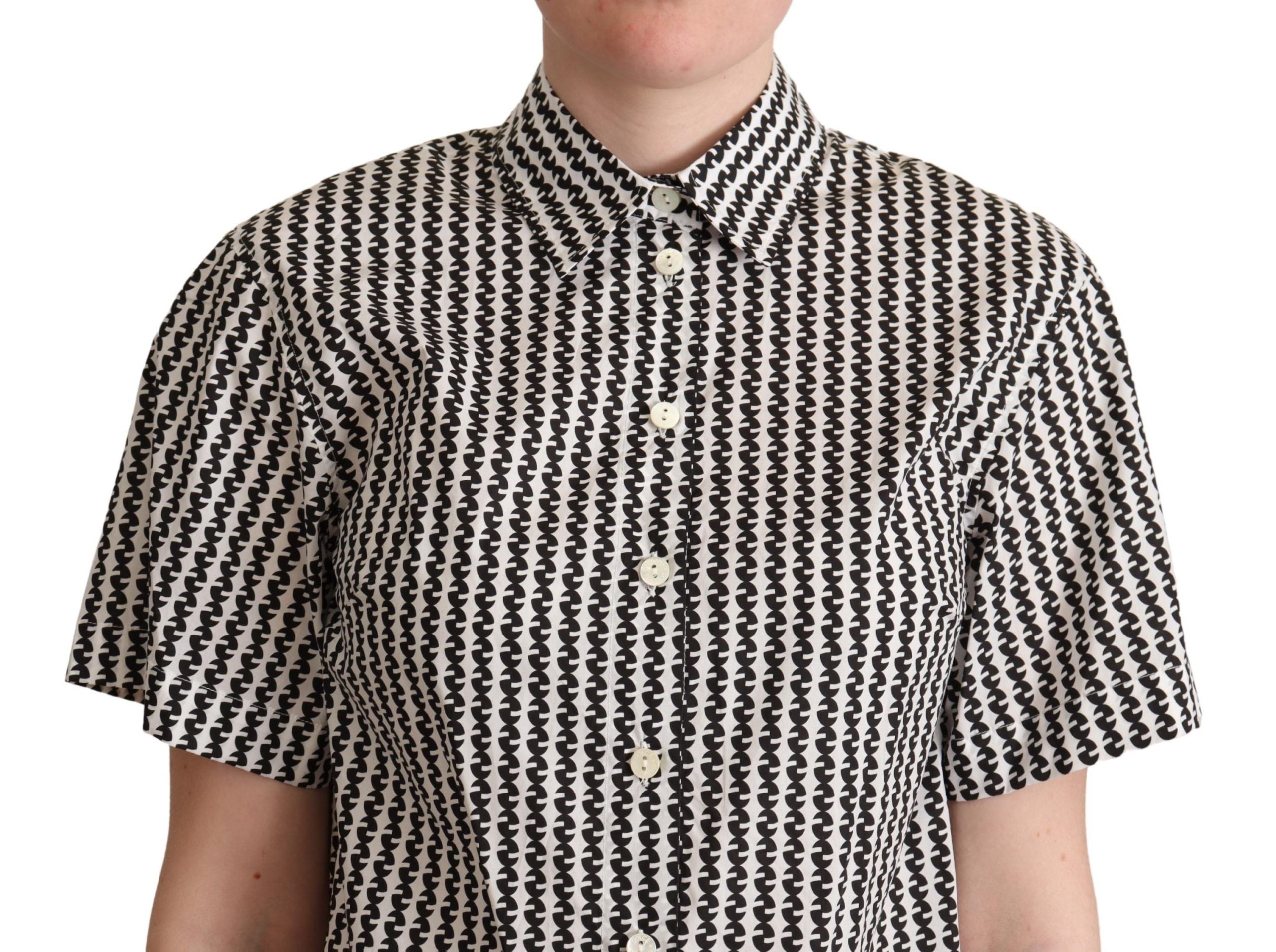 White and black fantasy pattern shirt by Dolce & Gabbana featuring a stylish, bold design and classic fit.