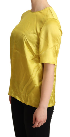 Yellow silk short sleeve blouse from Dolce & Gabbana, stylish T-shirt featuring a smooth fabric and classic fit.