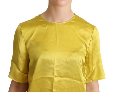 Yellow silk short sleeve blouse by Dolce & Gabbana, stylish T-shirt with a smooth fabric and chic design.