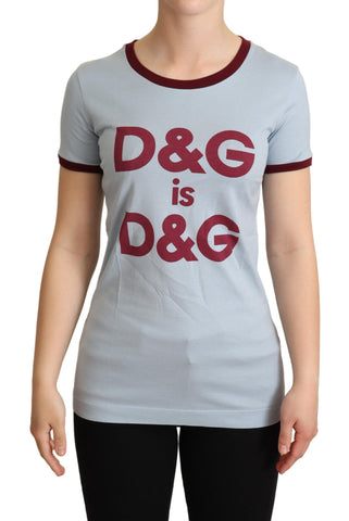 Blue Dolce & Gabbana crewneck D&G top T-shirt with logo detail, casual fit, and soft fabric, displayed on a plain background.