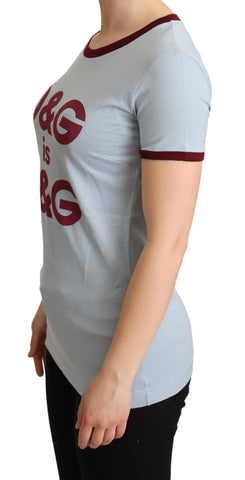 Blue Dolce & Gabbana crewneck D&G top T-shirt with logo, shown on a flat lay.