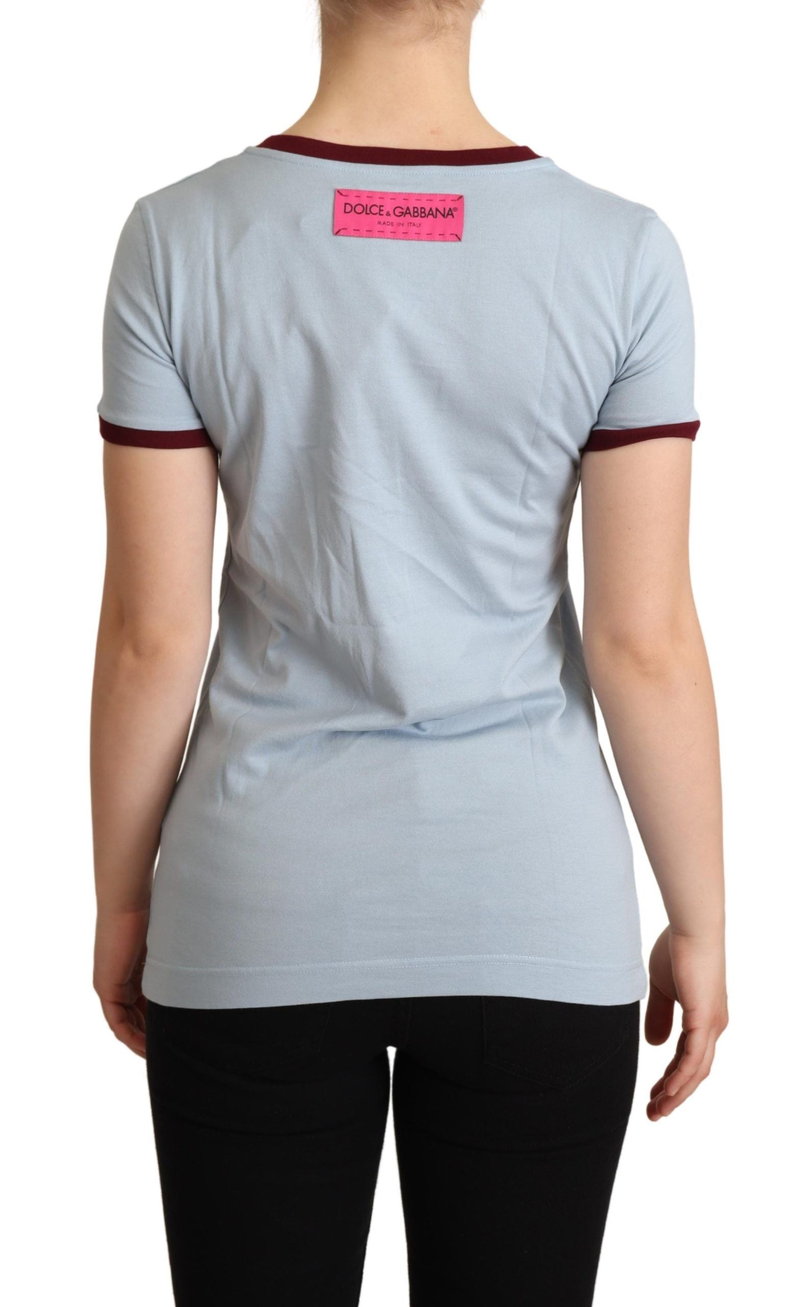 Blue Dolce & Gabbana crewneck T-shirt featuring a classic D&G logo design on the front.