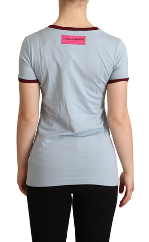 Blue Dolce & Gabbana crewneck T-shirt featuring a classic D&G logo design on the front.