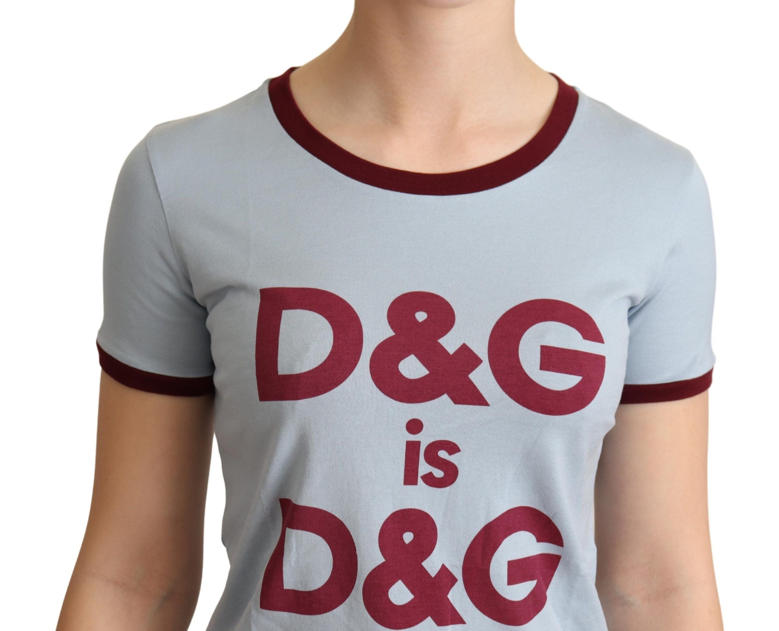 Blue Dolce & Gabbana crewneck D&G top T-shirt with logo detail and classic fit, displayed on a plain background.