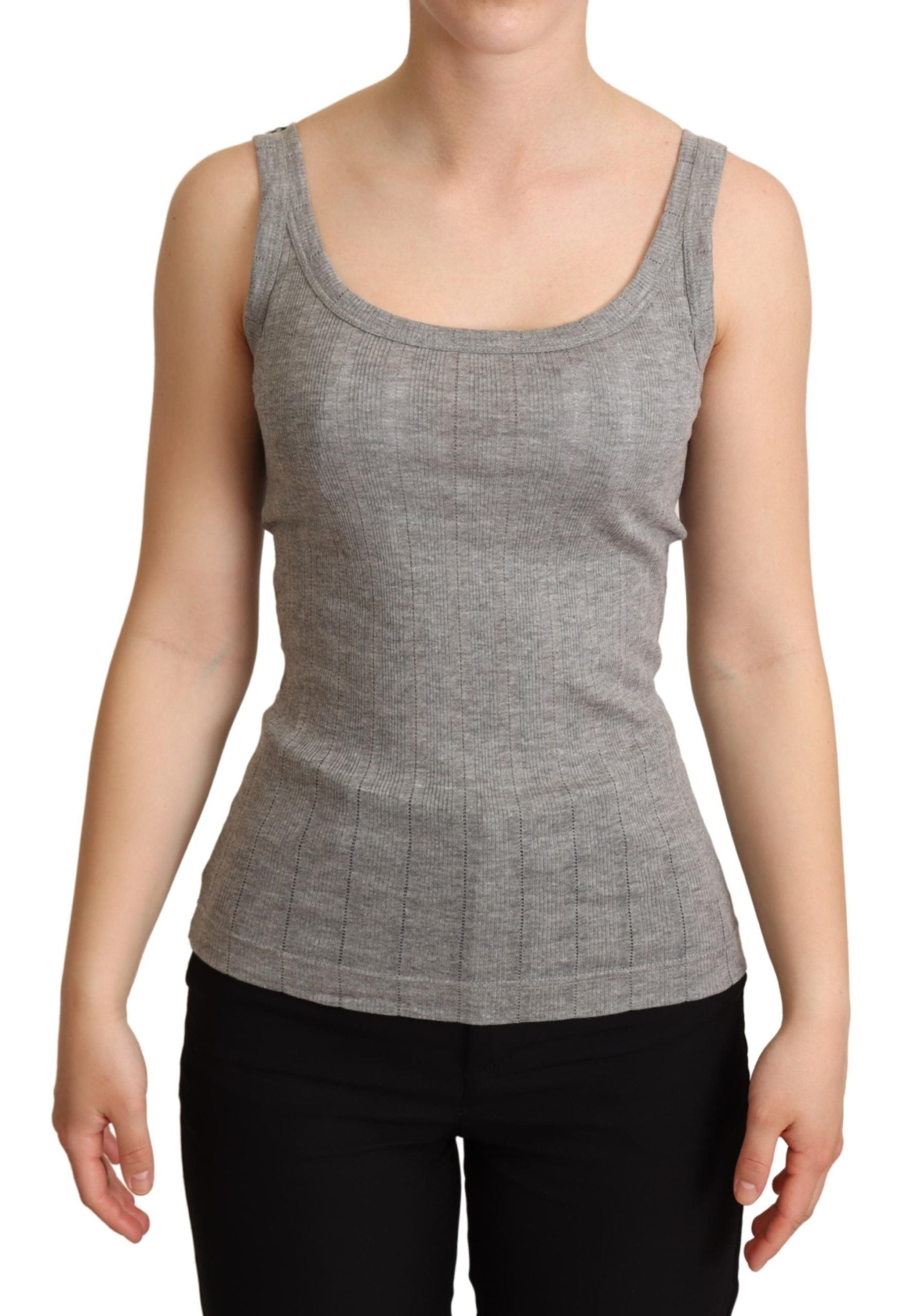 Gray cotton modal canotta tank top T-shirt by Dolce & Gabbana, showcasing its soft fabric and simple sleeveless design.