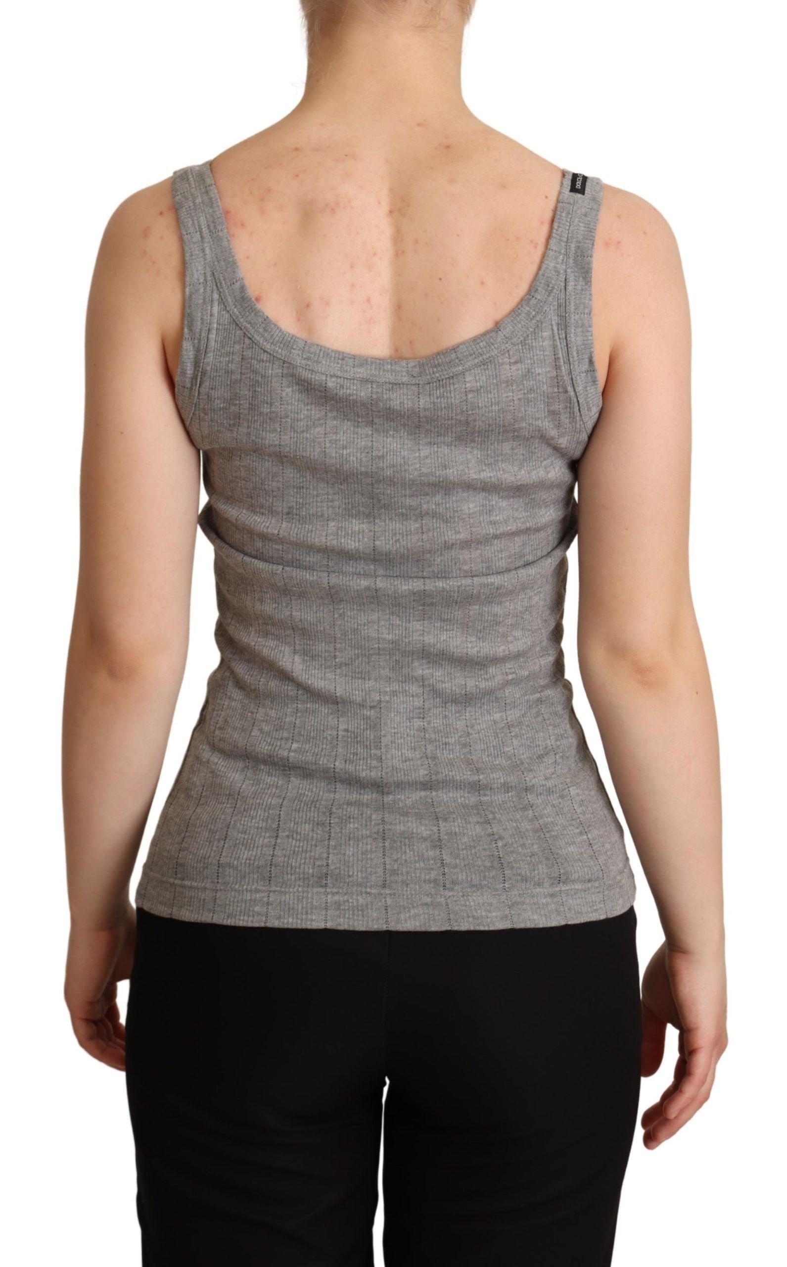 Gray cotton modal canotta tank top from Dolce & Gabbana with a fitted sleeveless design and smooth fabric.