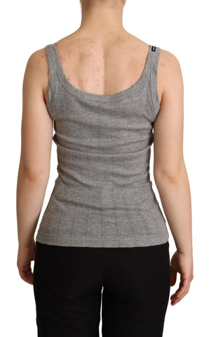 Gray cotton modal canotta tank top from Dolce & Gabbana with a fitted sleeveless design and smooth fabric.