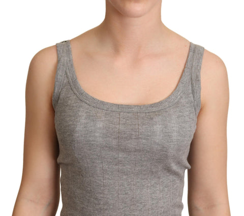 Gray cotton modal canotta tank top by Dolce & Gabbana, soft sleeveless T-shirt with a relaxed fit and smooth fabric.