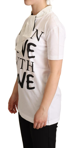 White cotton silk "I'm In Love" T-shirt by Dolce & Gabbana, featuring a relaxed fit and stylish logo design.