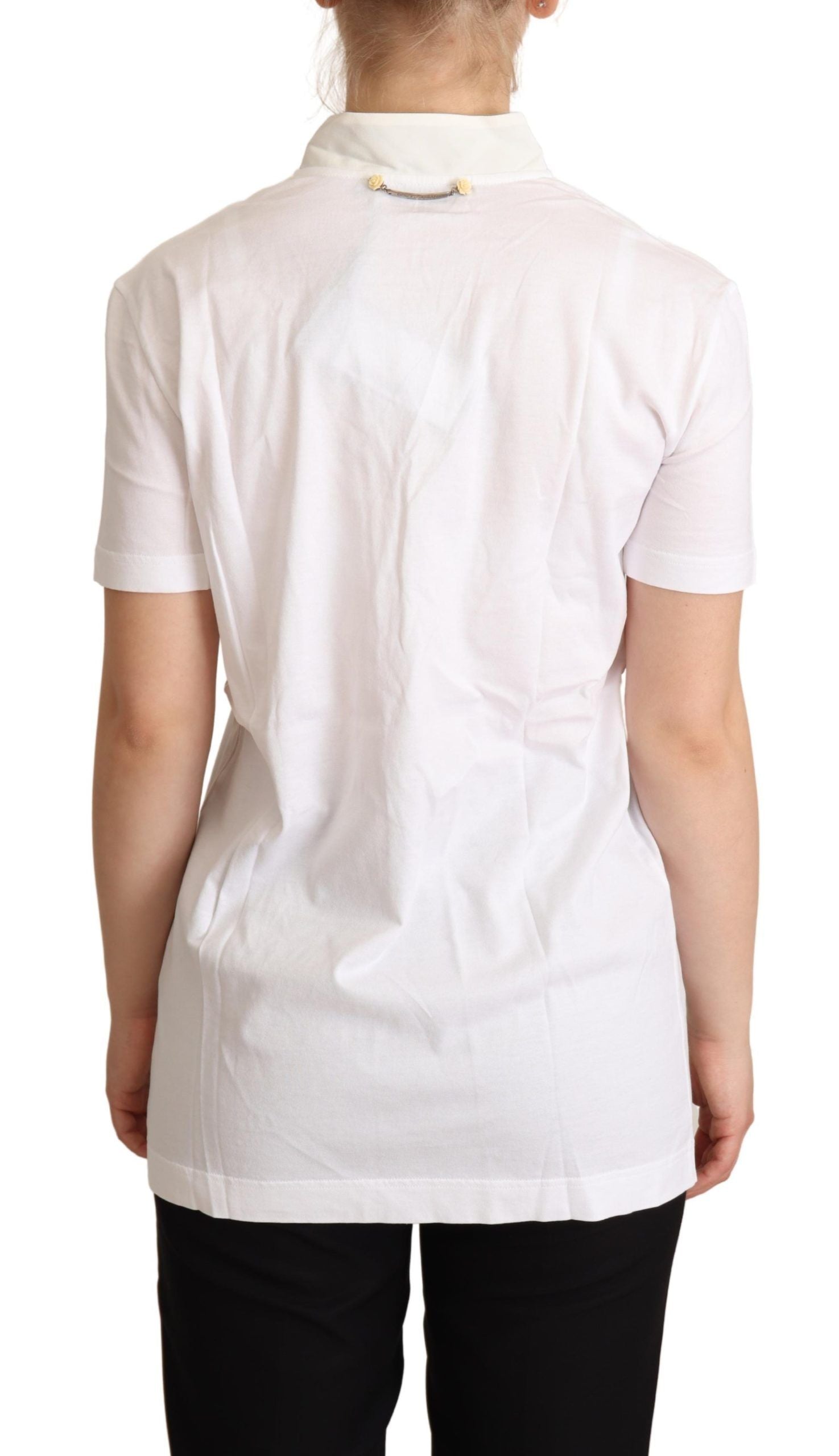 White cotton silk T-shirt with "I'm In Love" print from Dolce & Gabbana, casual top with a relaxed fit and soft fabric.