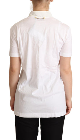 White cotton silk T-shirt with "I'm In Love" print from Dolce & Gabbana, casual top with a relaxed fit and soft fabric.