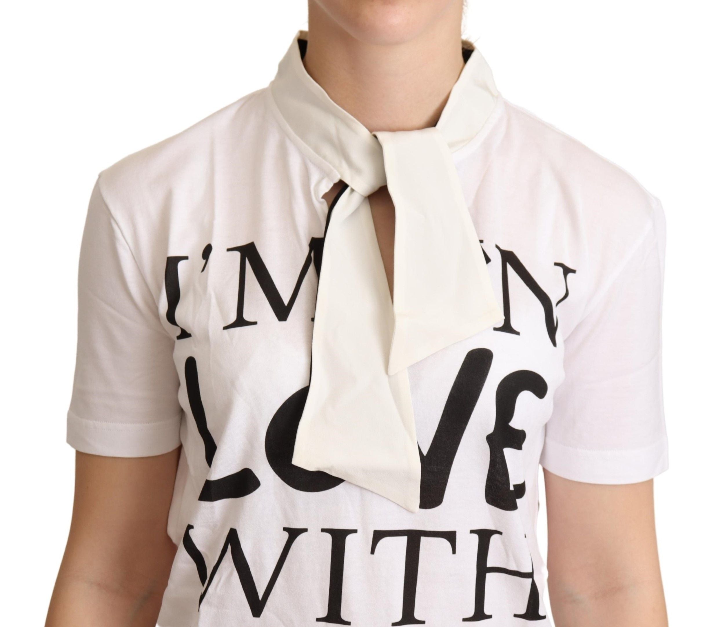 White cotton silk "I'm In Love" T-shirt by Dolce & Gabbana featuring a casual fit and stylish design.