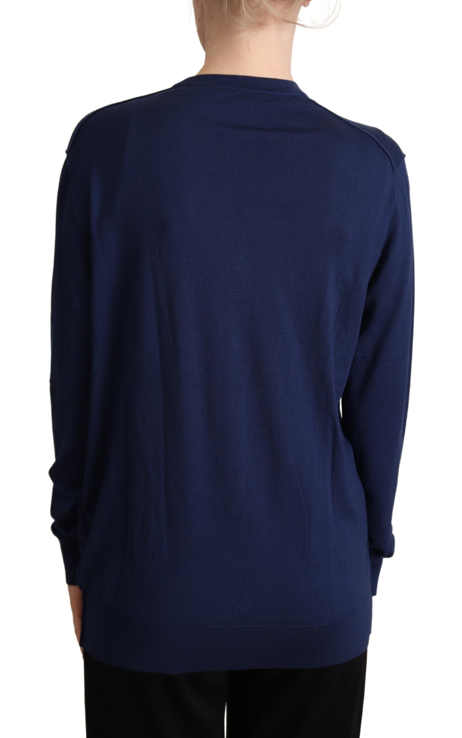 Blue Virgin Wool Button Down Cardigan Sweater by Dolce & Gabbana, featuring a classic fit and button-front design.