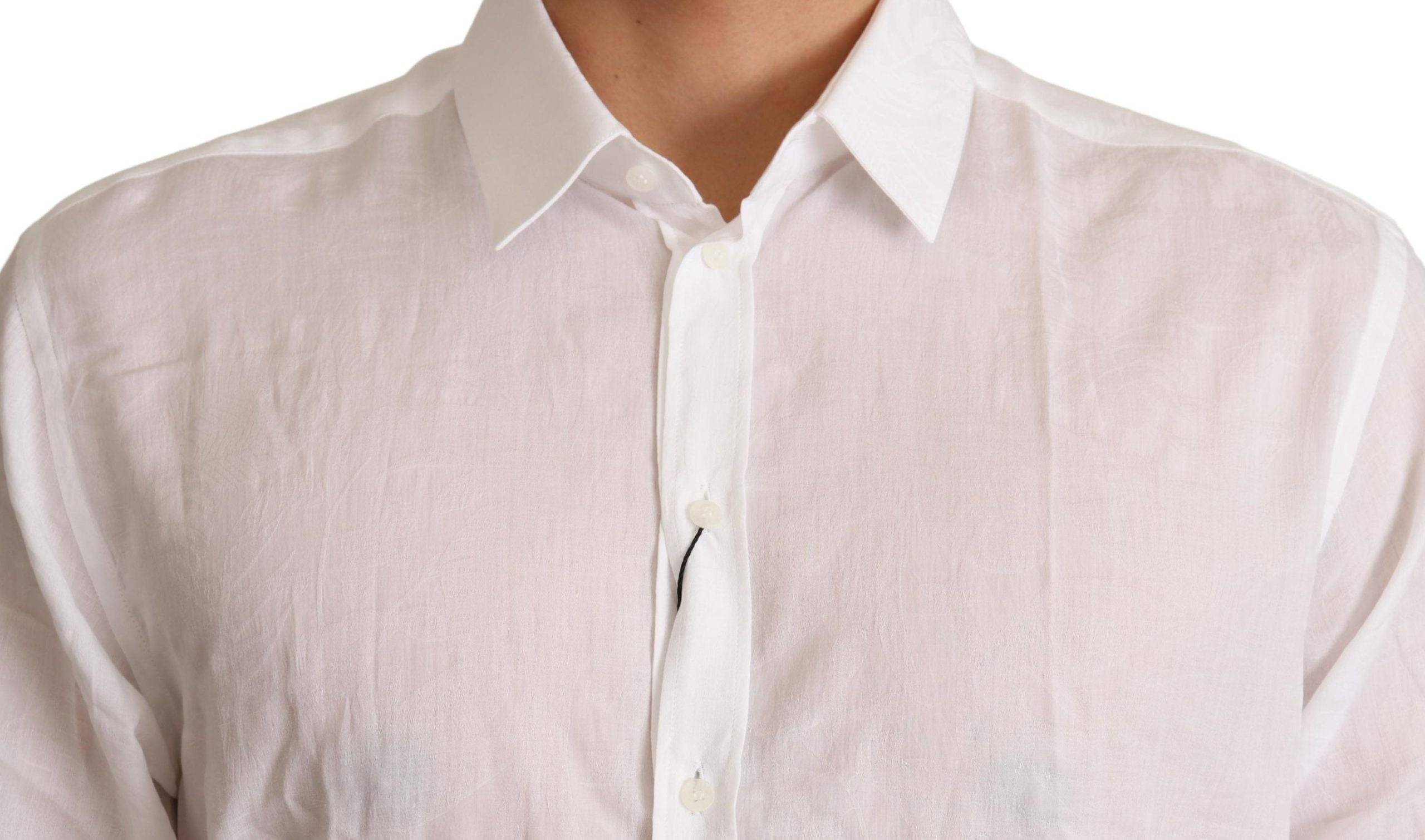 White cotton floral pattern Martini shirt by Dolce & Gabbana, featuring a stylish, lightweight design with vibrant floral details.
