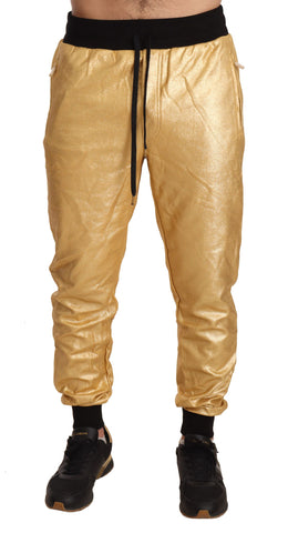 Gold Pig Of The Year cotton trousers by Dolce & Gabbana, featuring a stylish fit and detailed pig pattern design.