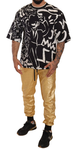 Gold Pig Of The Year cotton trousers by Dolce & Gabbana featuring a relaxed fit and stylish design.