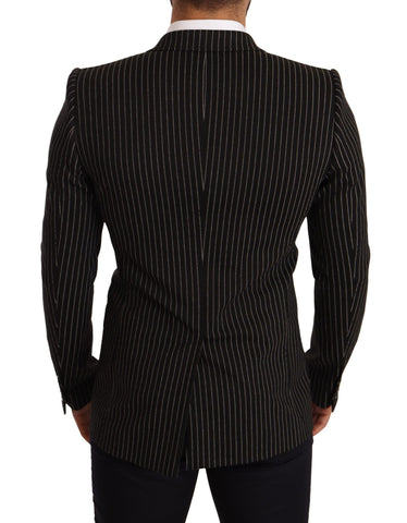 Dark Gray White Striped Slim Fit Coat Blazer