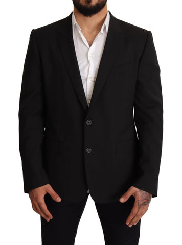 Black striped Dolce & Gabbana Martini blazer jacket with tailored fit and classic lapel, stylish for formal or smart-casual wear.