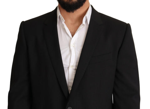 Black striped Martini blazer jacket by Dolce & Gabbana, tailored fit with classic lapels and stylish design.