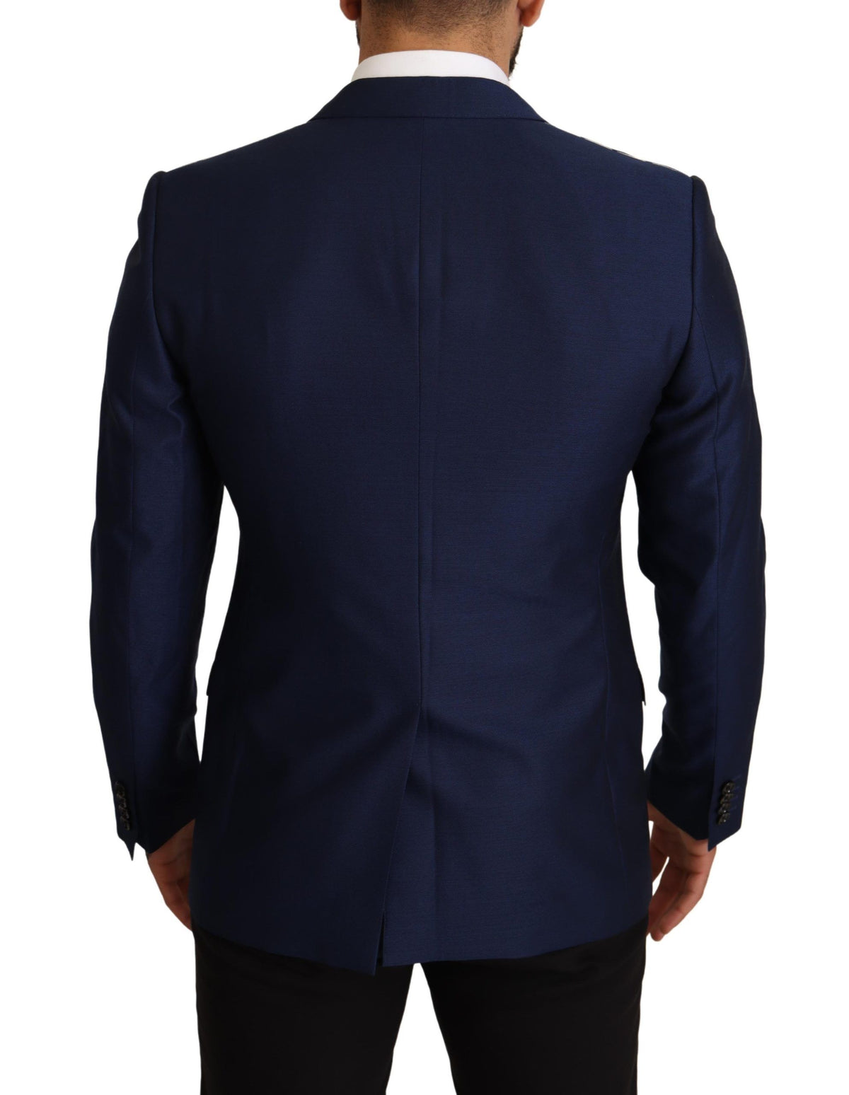 Navy blue slim fit Martini blazer by Dolce & Gabbana, tailored jacket with sleek design and classic lapel for men.