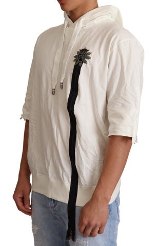 White hooded Dolce & Gabbana limited edition sweater with a relaxed fit and subtle logo detail.