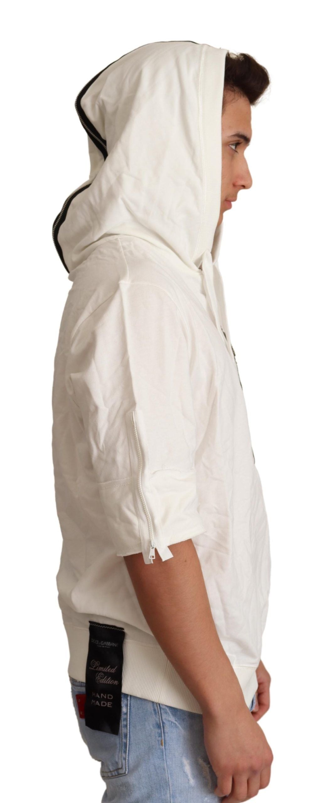 White hooded sweater by Dolce & Gabbana, limited edition with a cozy hood and stylish design, perfect for casual wear