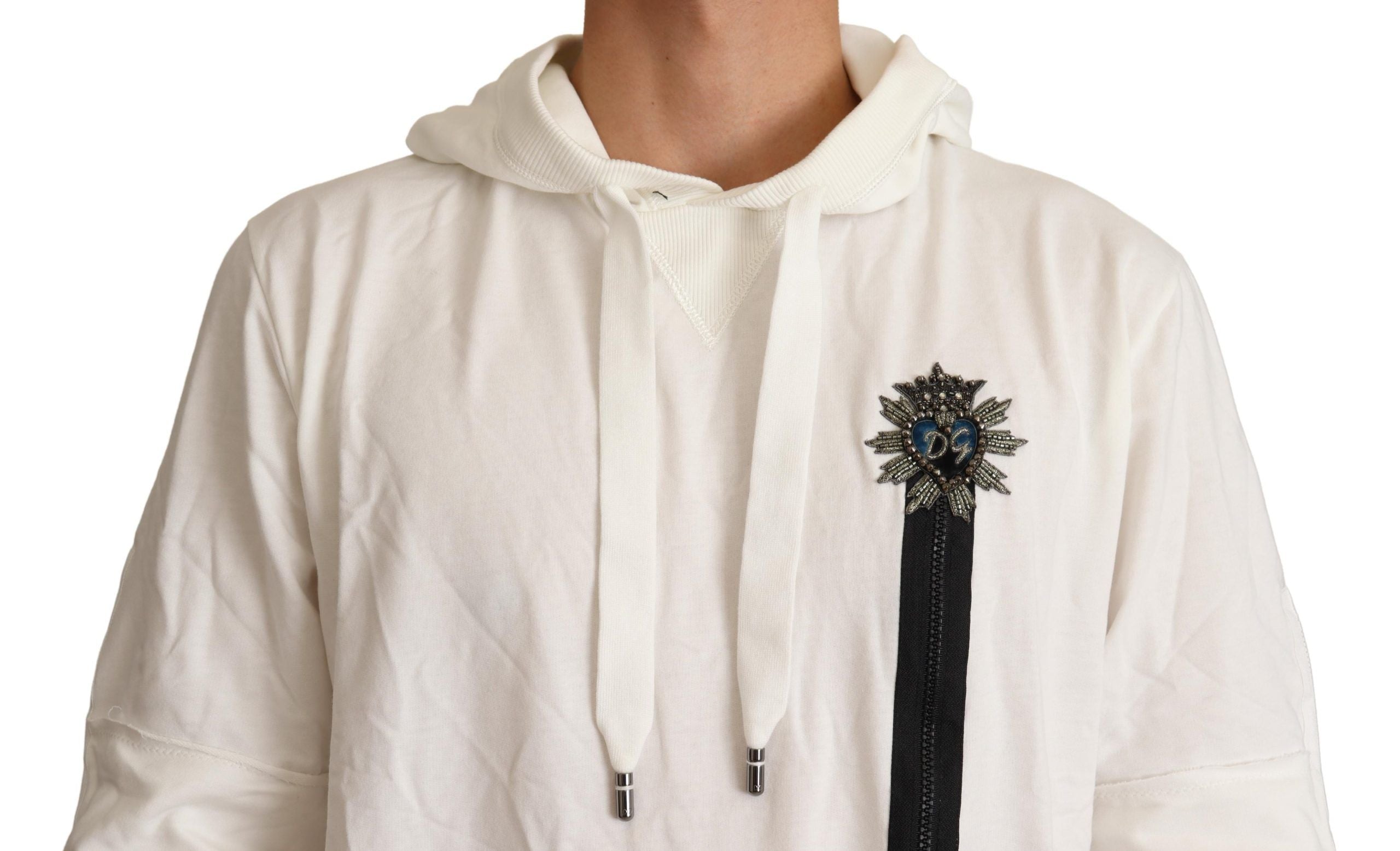 White hooded sweater by Dolce & Gabbana, limited edition, featuring a cozy hood and stylish design.