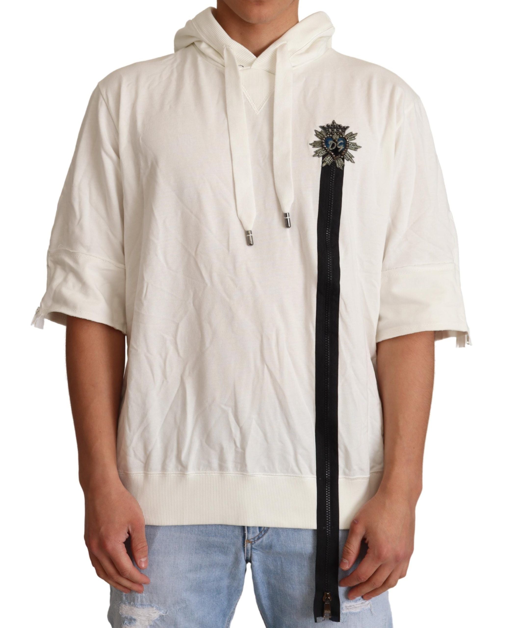 White hooded sweater by Dolce & Gabbana, limited edition, featuring a cozy hood and stylish design.