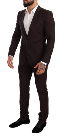 Dolce & Gabbana Bordeaux Wool Martini Slim Fit Suit displayed on a mannequin, showcasing tailored design and elegant slim fit cut.