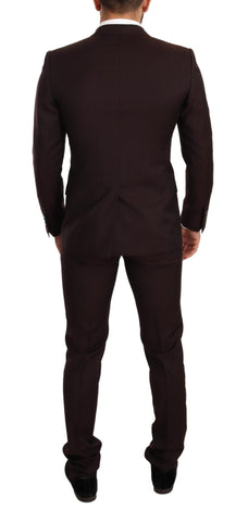 Dolce & Gabbana Bordeaux wool Martini slim fit suit, tailored men's formal suit with classic lapel and sleek design.