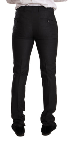 Gray wool Martini Slim Fit suit set by Dolce & Gabbana, featuring tailored jacket and matching trousers.