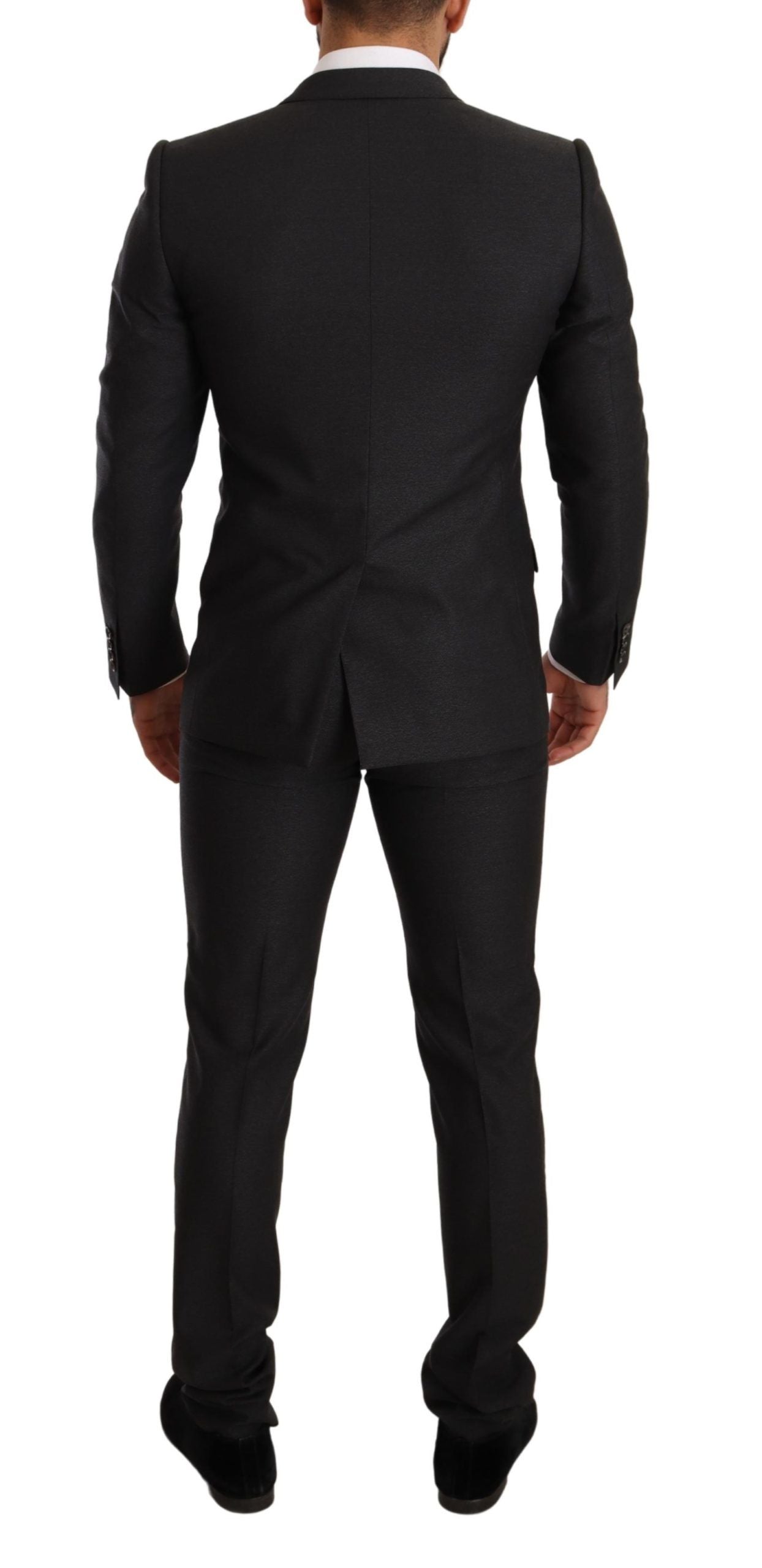 Gray Wool Martini Slim Fit Suit by Dolce & Gabbana, tailored with a sleek, modern design and classic lapel jacket.