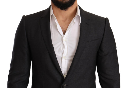 Gray wool Martini slim fit suit by Dolce & Gabbana, tailored jacket and matching trousers, classic and stylish men's formal wear