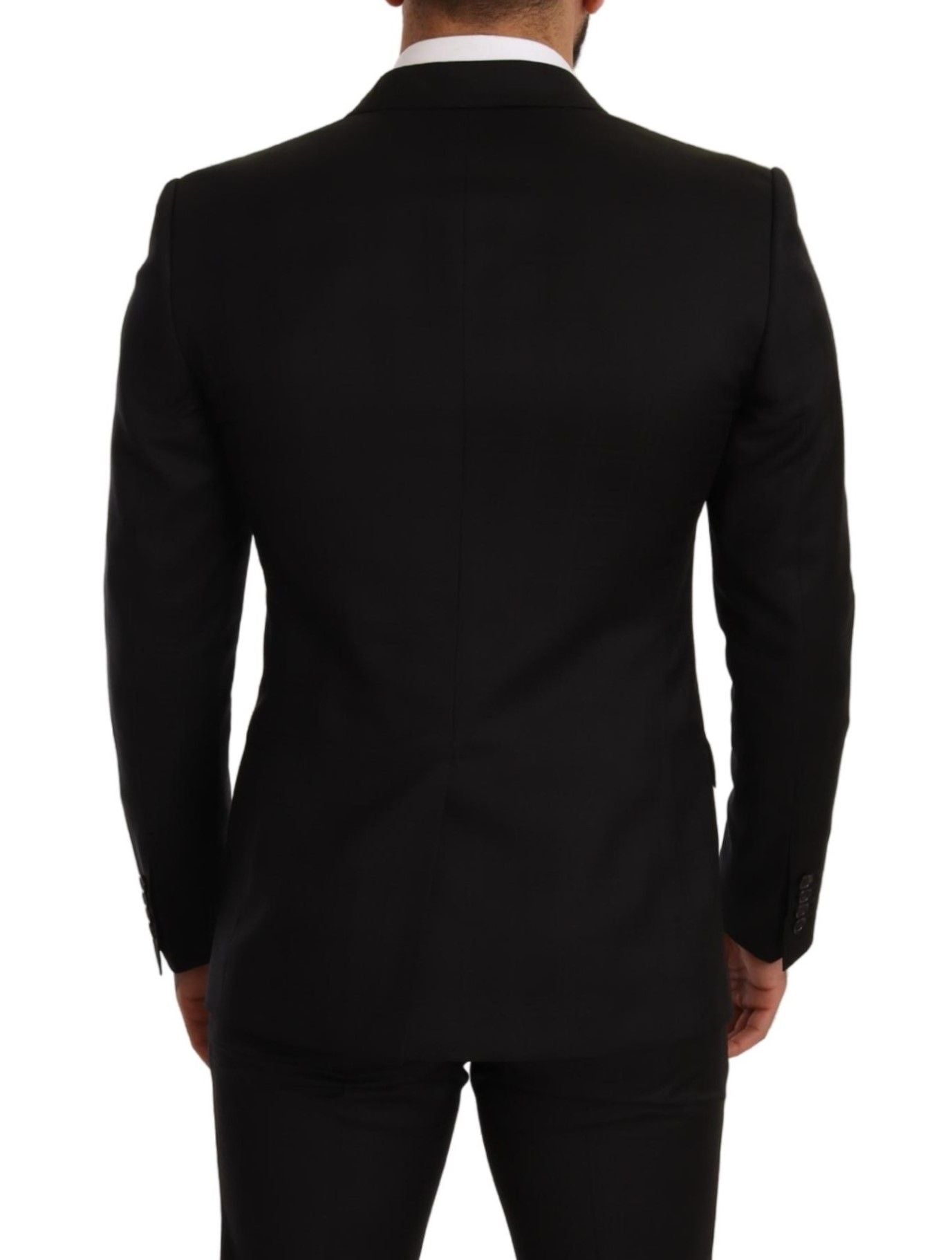 Black check Dolce & Gabbana Martini slim fit 2-piece suit, tailored jacket and trousers, formal men's business attire.