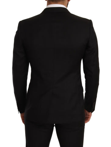 Black check Dolce & Gabbana Martini slim fit 2-piece suit, tailored jacket and trousers, formal men's business attire.