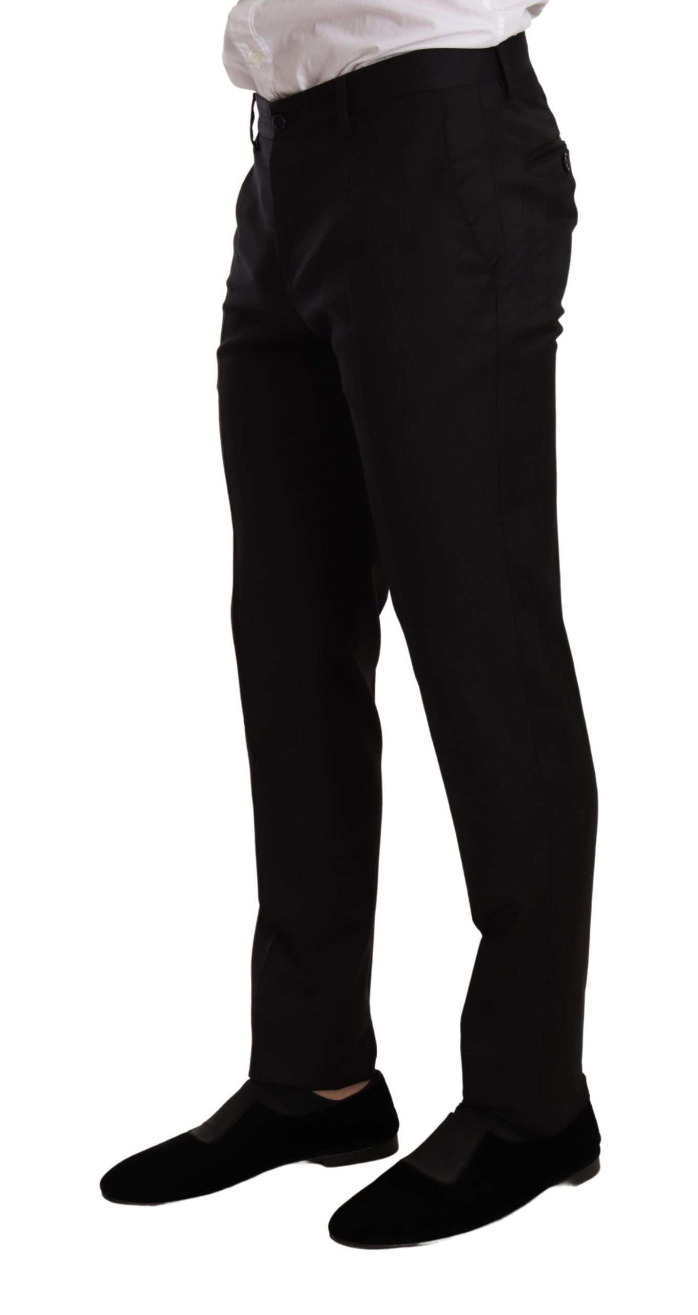 Black check Dolce & Gabbana Martini slim fit 2-piece suit, tailored jacket and matching trousers, formal men's fashion ensemble.