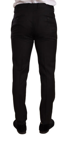 Black check Dolce & Gabbana Martini slim fit 2-piece suit, tailored jacket and matching trousers, formal men's clothing.