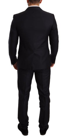 Blue patterned Dolce & Gabbana Martini slim fit 2-piece suit, featuring tailored jacket and matching trousers.