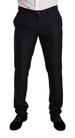 Blue patterned Dolce & Gabbana Martini slim fit 2-piece suit displayed on a hanger.