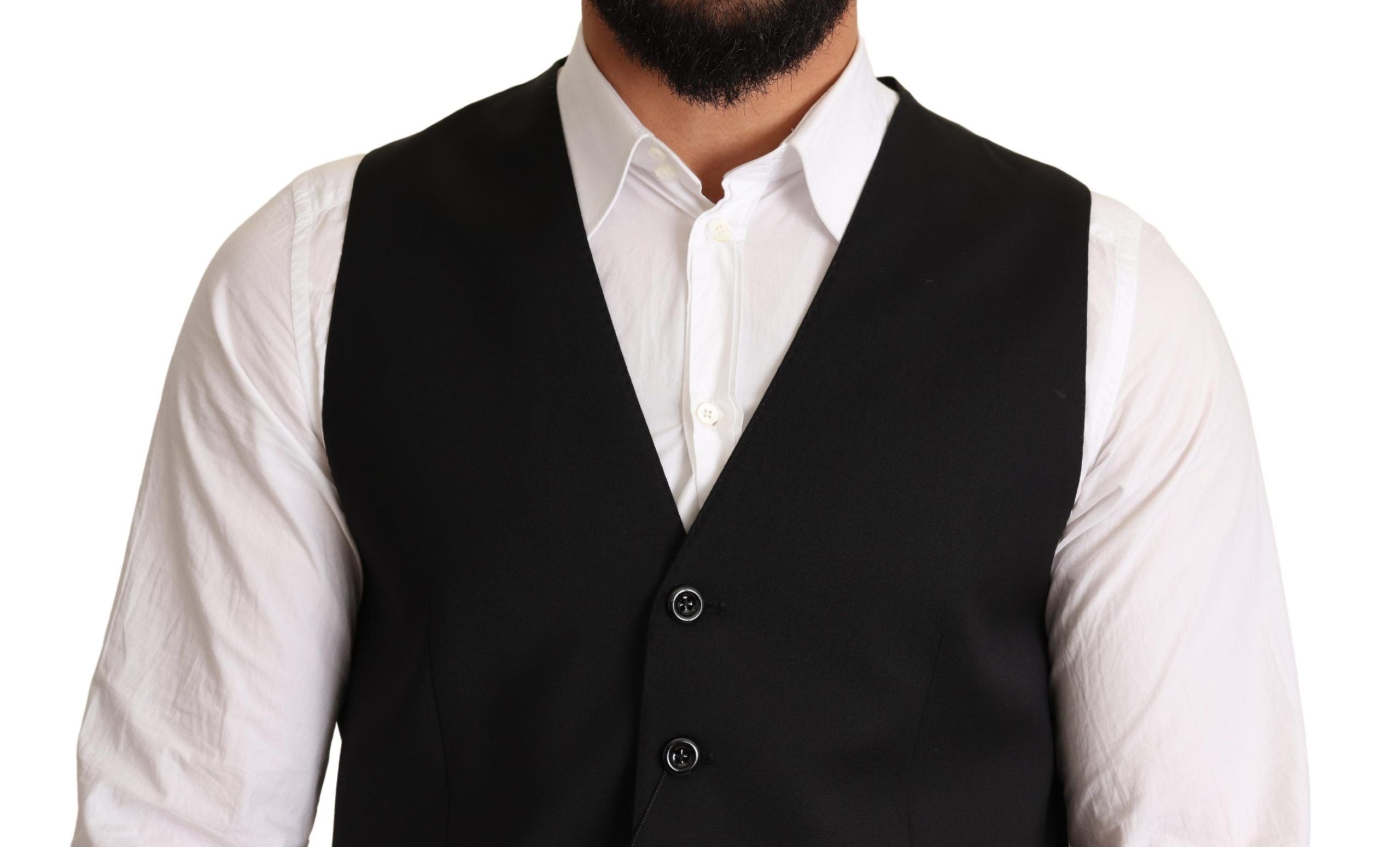 Black formal dress vest by Dolce & Gabbana, tailored with sleek fabric and classic design, suitable for elegant occasions.