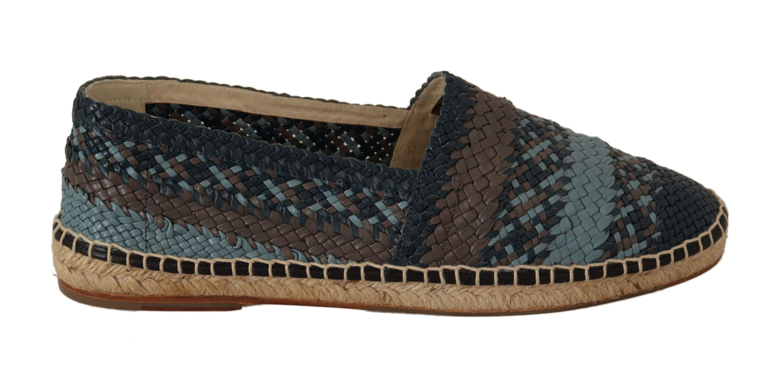 Blue and gray slip-on Buffalo espadrille shoes by Dolce & Gabbana with canvas upper and rubber sole, casual and stylish footwear.