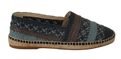 Blue and gray slip-on Buffalo espadrille shoes by Dolce & Gabbana with canvas upper and rubber sole, casual and stylish footwear.