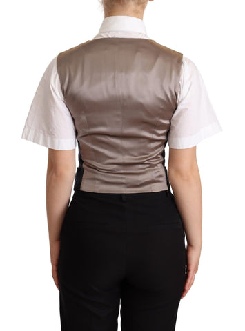 Black Jacquard floral waistcoat vest by Dolce & Gabbana, featuring intricate floral patterns and a tailored fit.