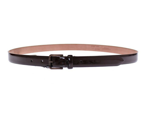 Brown leather Dolce & Gabbana logo belt with adjustable strap and signature branding, close-up view of the stylish men's accessory.