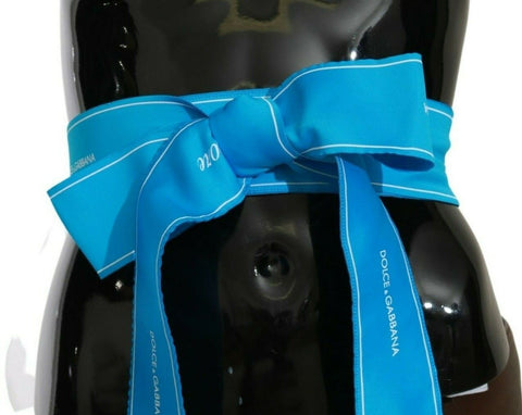 Blue wide waist ribbon bow belt by Dolce & Gabbana, featuring a large decorative bow for stylish waist accent.