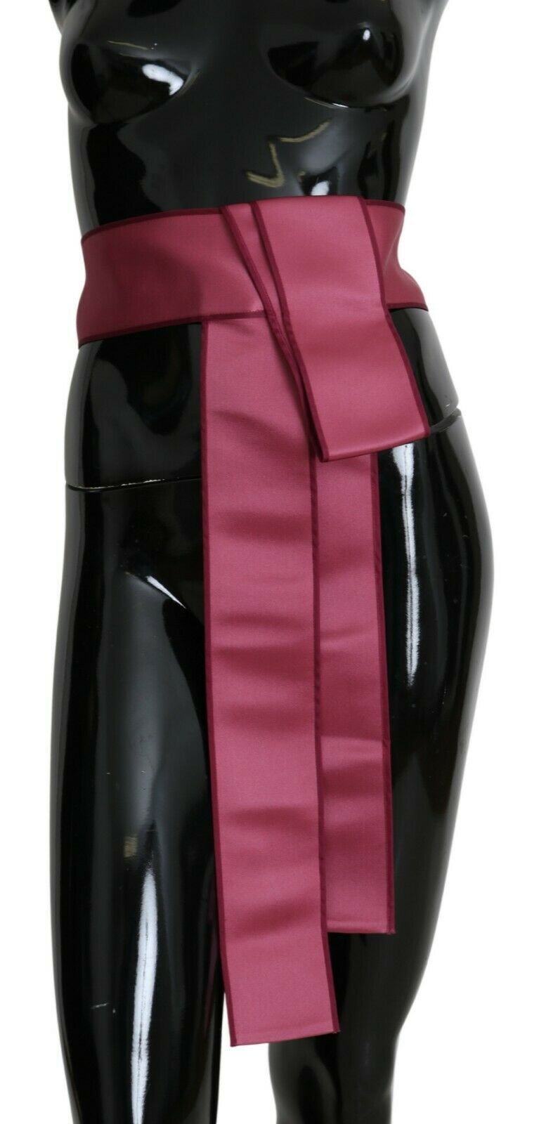 Pink Dolce & Gabbana 100% silk wide waist belt with 3 button closure, featuring a smooth, luxurious fabric and elegant design.