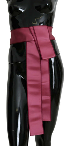 Pink Dolce & Gabbana 100% silk wide waist belt with 3 button closure, featuring a smooth, luxurious fabric and elegant design.